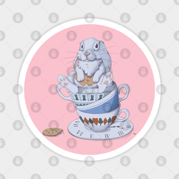 Alice In Wonderland Fan Art Teacup Bunny Magnet by ChiquitaFoncy